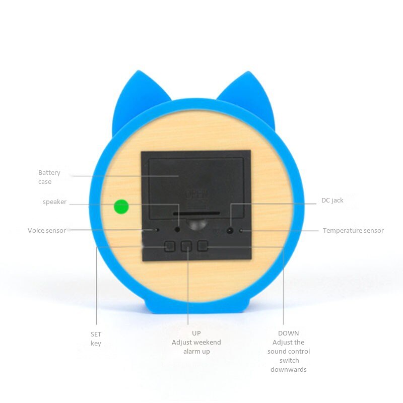LED Wooden Silent Alarm Clocks Kids Clock Cute Cat Silicone Electronic Wooden Table Clock Cartoon Calendar Perfection