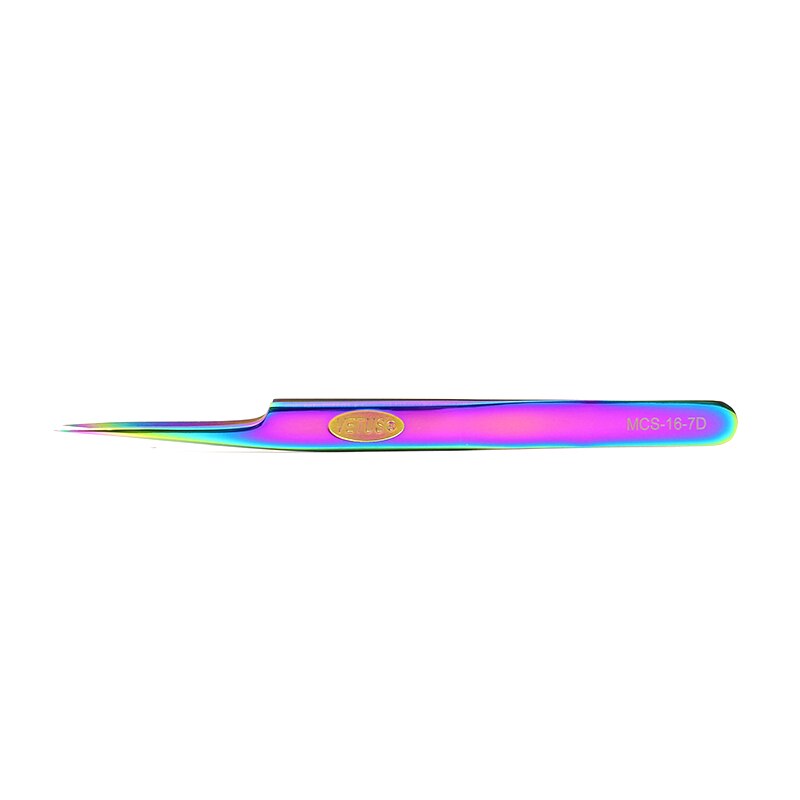 VETUS Tweezers Golden Steel Stamp Brand Styles MCS D Series Premium Pincers for Eyelash Extension: 16-7D-Rainbow