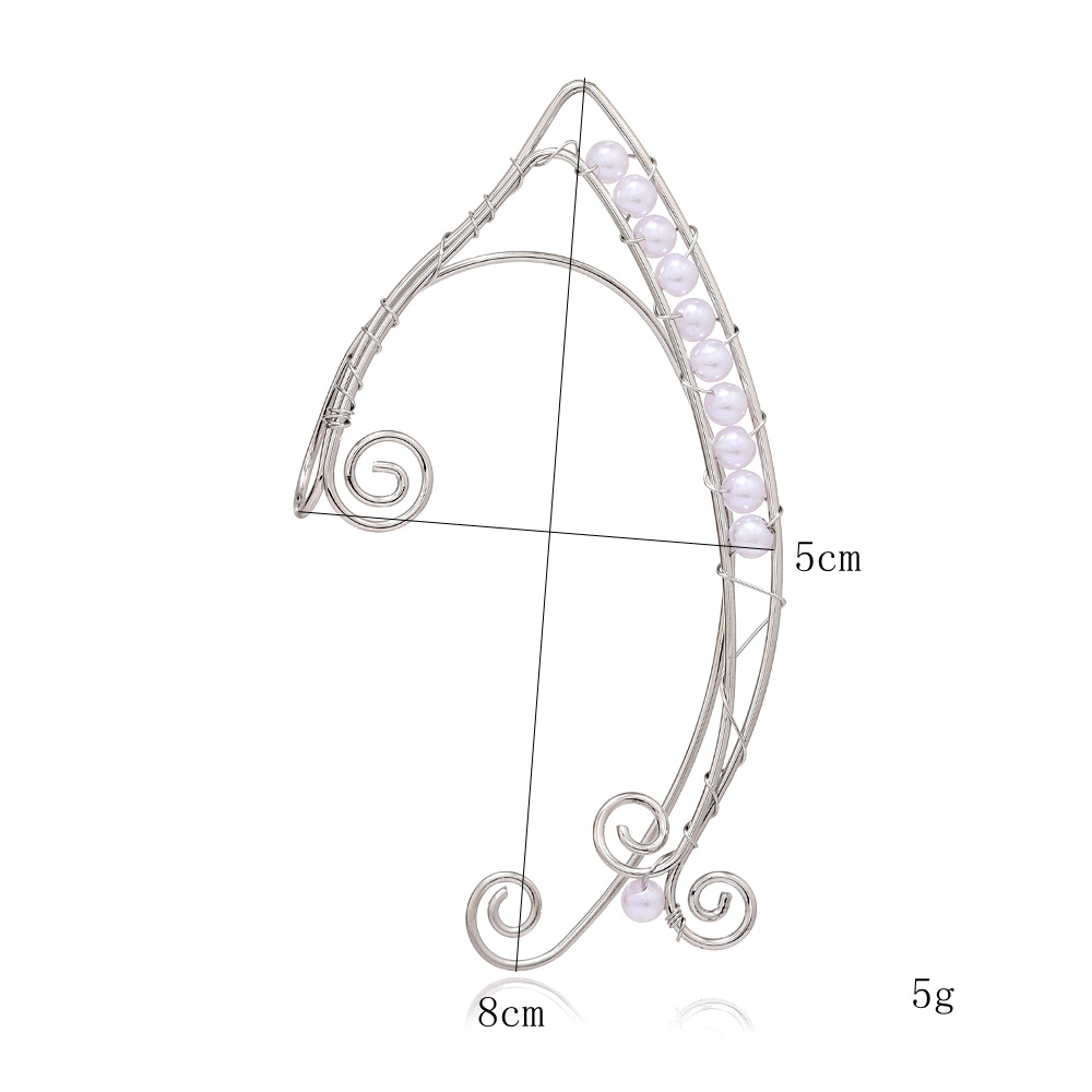 Beautiful Fairy Elf Ear Cuff Vintage Leaf Flower Aluminum Wire Woven No Pierced Clip On Earrings Women's Cosplay Jewelry: Rhodium Plated