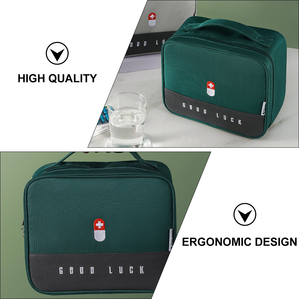 Zippered First Aid Bag Medication Organizer Oxford Cloth Travel Medicine Case