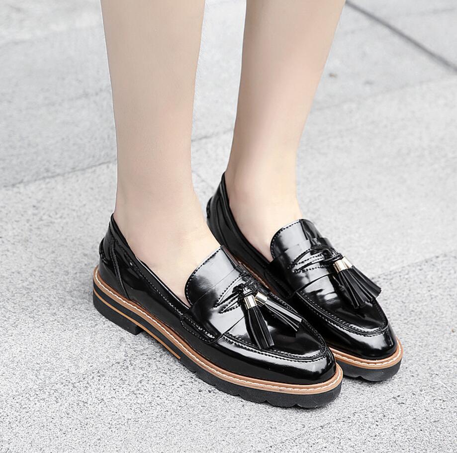 Chaussures de tennis en cuir à Double pompon, chaussures de styliste, semelles de tennis plates, mocassins de Derby pour rue, assorties à tout Bullock, collection: Black / 6