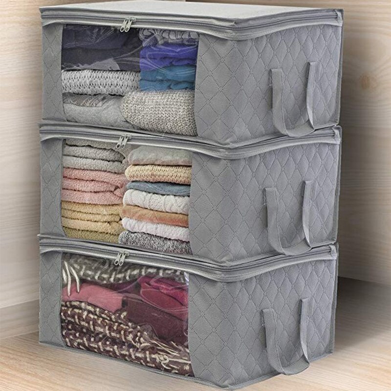 21 3 stk tøj garderobeskab organisator taske tøj tæppe dynet skab boks taske hjem foldbar opbevaring organisation vask