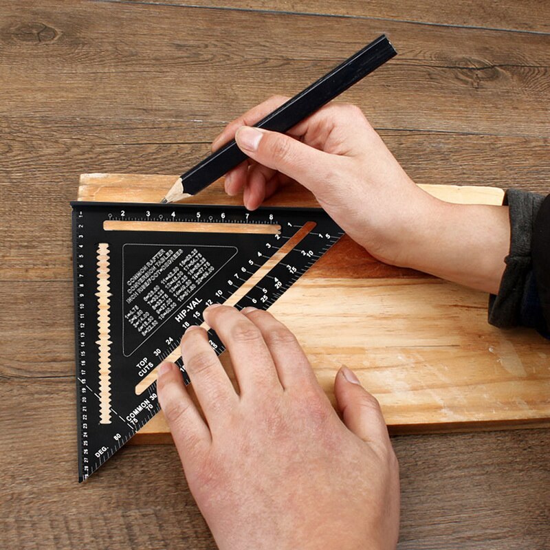 7'' Angle Protractor Aluminum Alloy Speed Square Measuring Ruler Miter For Framing Building Carpenter Measuring Tools