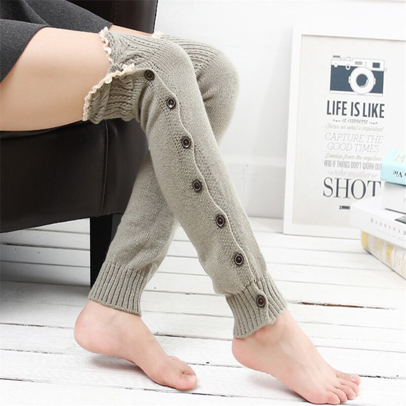 Leg Warmers Women Over The Knee Lace Single-breasted Warm Soft Kawaii Womens Knitting Trendy Comfortable Korean Style Warmer