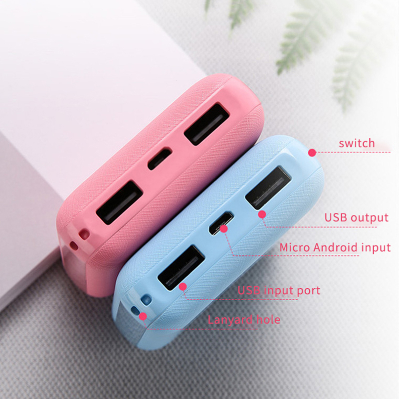 Geen Batterij Power Bank Case Dubbele Usb Externe Diy Batterij Shell Mobiele Telefoon Geval Oplader Powerbank Voor Xiaomi Iphone Samsung