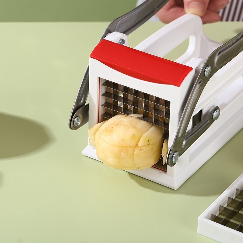 Cortador de patatas fritas, rebanador de patatas Manual, portátil, de acero inoxidable, para el hogar, máquina cortadora de patatas, cortador de verduras de cocina