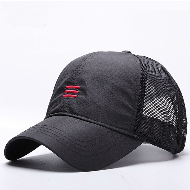 Big Head Man Plus Size berretto da Baseball uomo estate tessuto sottile maglia cappello da sole cappelli Snapback maschili M 55-59cm L 60-64cm: Mesh black / 55 to 60cm