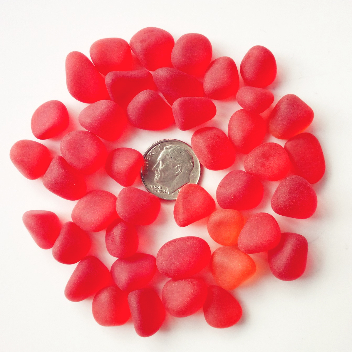 30 Pieces Sea Glass Beads/Beach Glass Beads for Jewelry Making ,Big Size(12-16mm Length)): Dark Red