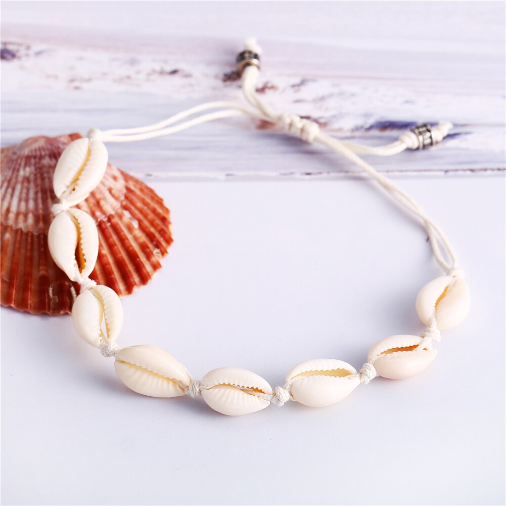 Vintage Boho Metalen Wit Seashell Beach Enkelbanden Voor Vrouwen Gold Enkelband Armbanden Op De Been Vrouwelijke Voet Sieraden Party: AN-0027