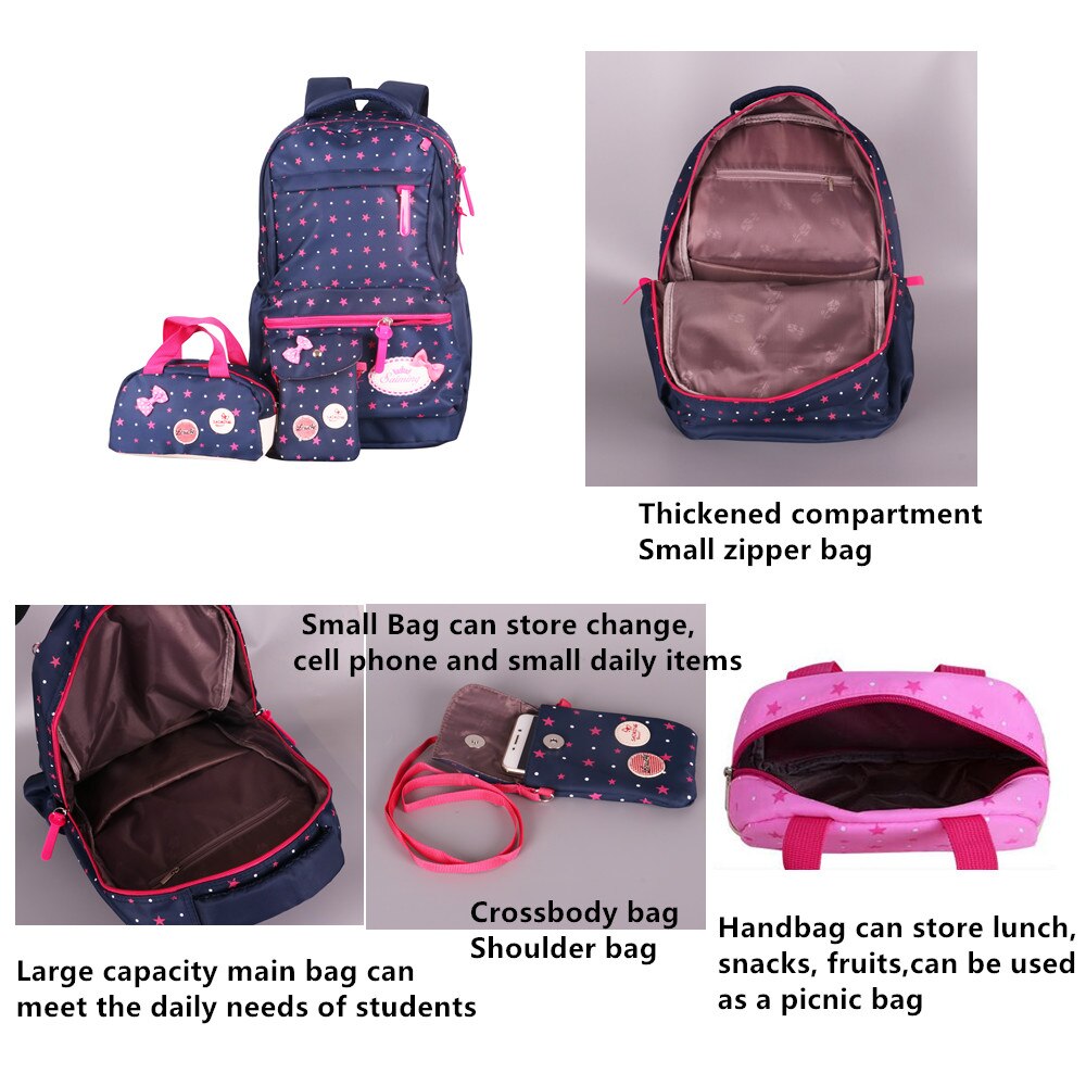 Girl School Bags For Teenagers backpack set women shoulder waterproof travel bags 3 Pcs/Set rucksack mochila knapsack