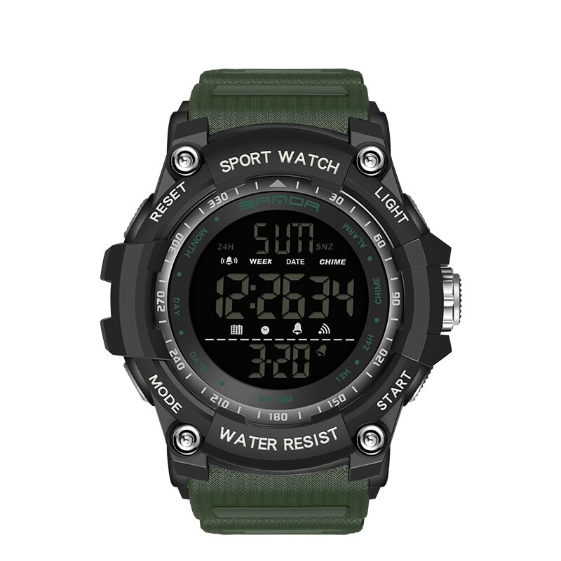Top Horloge 50M Waterdicht Heren Horloges Stopwatch Quakeproof Digitale Horloge Mode Man Sport Klok Sanda Horloges: army green