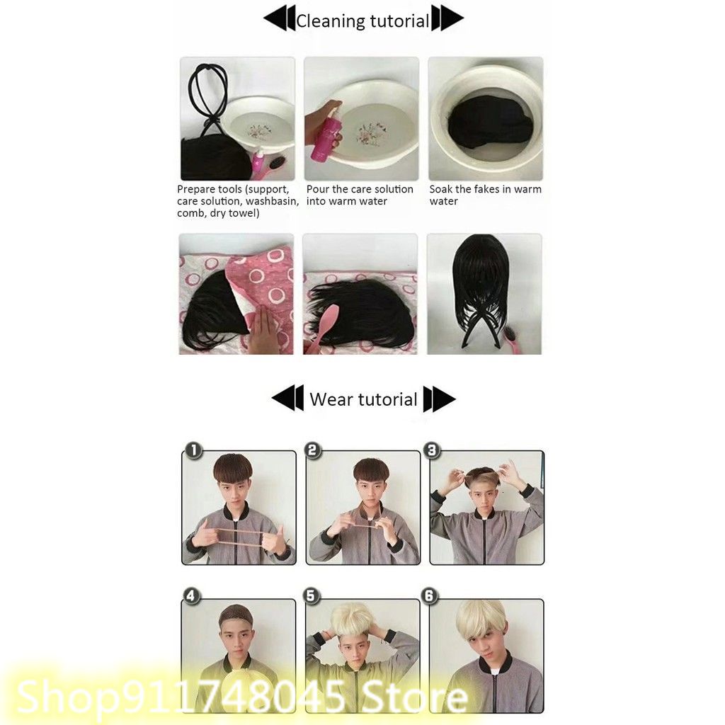 *ZFT* Wig male short hair Korean style handsome nvisible seamless natural fluffy man chemical fiber short hair wig cover