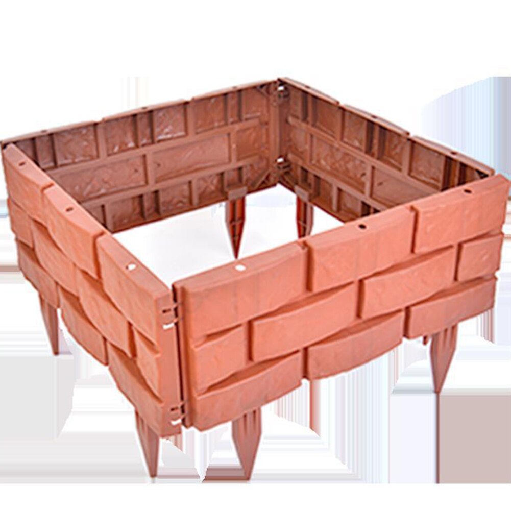4pcs/set Path DIY Easy Install Landscape Plastic Lawn Courtyard Fence Brick Red Kindergarten Indoor Garden Home Flower Vegetable