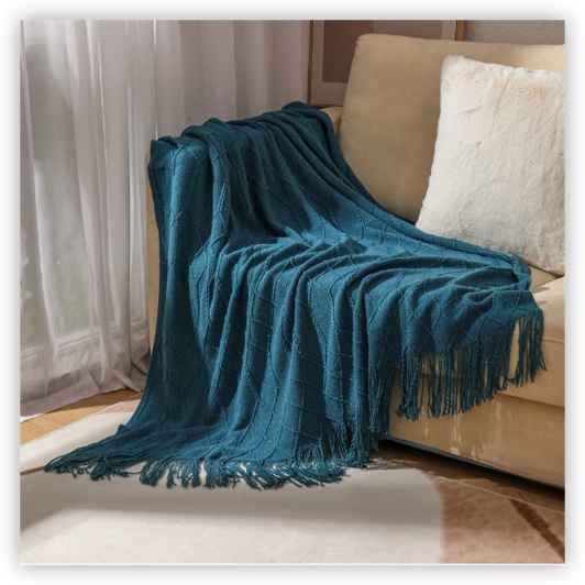 Textile City Knitted Throw Blanket Nordic Home Decorative Sofa Cover Chunky Plaid Bedspread for Winter 130x230cm: Queen / SKY BLUE