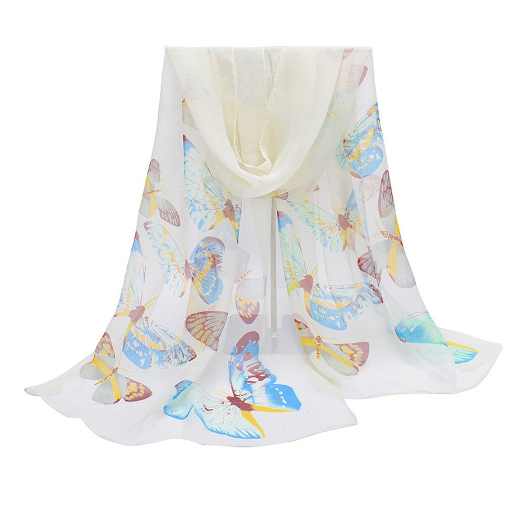 Mode Sjaal Dame Vlinder Print Neck Shawl Sjaal Warm Wrap Ademend Winddicht Sjaals Sjaals Hijab Halsdoek Foulard # Een