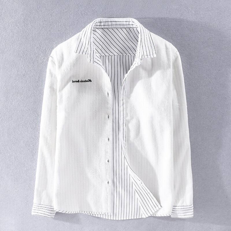 Efterår og vinter stil stribet plus fløjl varm skjorte herre casual skjorter til mænd langærmet stribet skjorte herre