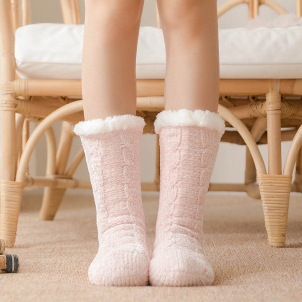 Women Winter Sweet and lovely, warm and comfortable Cotton Socks Solid Thicker Anti-slip Floor Socks Carpet Socks: PK