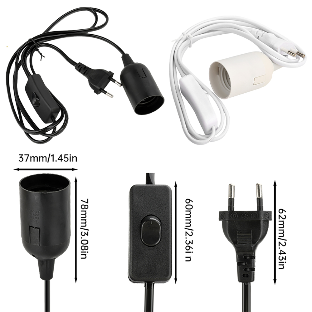 1.8m Power Cord Cables E27 Lamp Base Holder With Switch Wire For Pendant Led Bulbs Fixture Hanglamp Socket Light Accessory