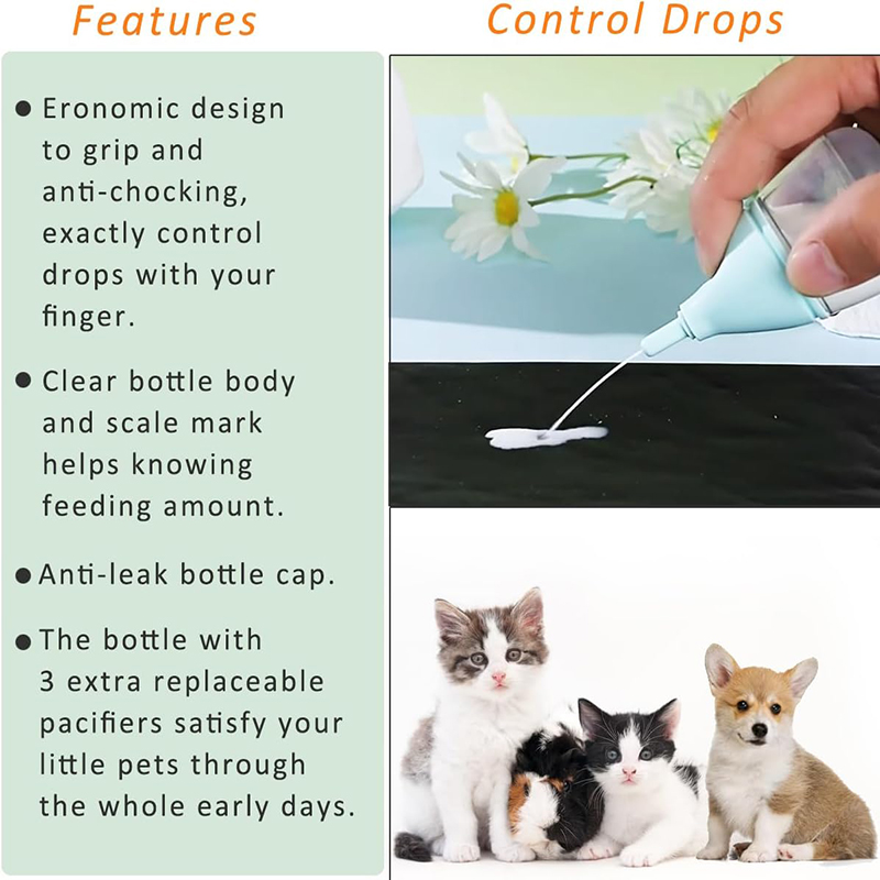 Biberon per cani e gatti Neonato per animali domestici Acqua per allattamento Dispositivo per mangiare il latte Ciuccio Cucciolo Gattino Strumento per bere animali