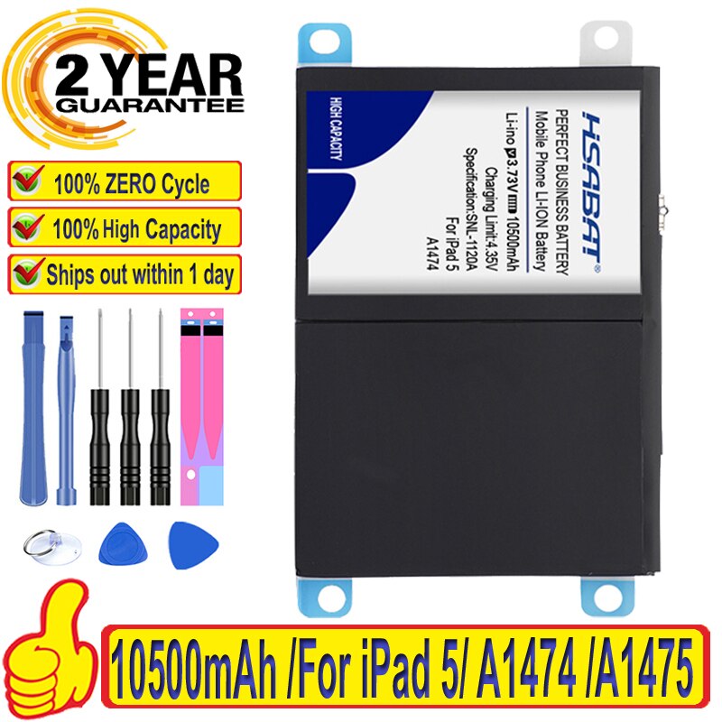 100% Original HSABAT 10500mAh Batterie Für iPad 5 Luft für iPad5 A1474 A1475 A1484 A1476 A1822 A1823 A1893 A1954