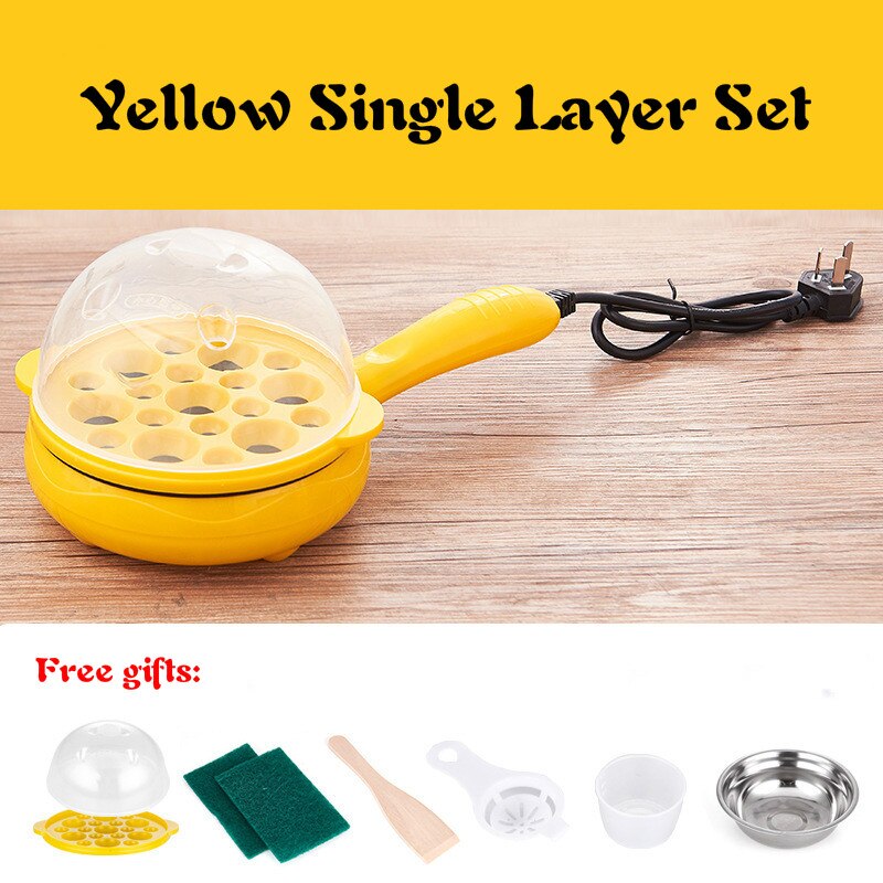 Egg Cooker For Breakfast Multifunction Mini Electric Egg Omelette Cooker 220V Non-stick Frying For Pan Steak: Singer Layer Set