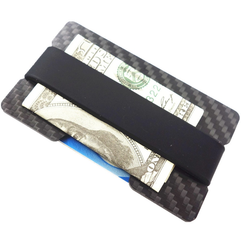 Portefeuille en Fiber de carbone minimaliste, blocage RFID, porte-carte, poche frontale, étui pour carte en métal, porte-cartes ultraléger, portefeuille de voyage à la