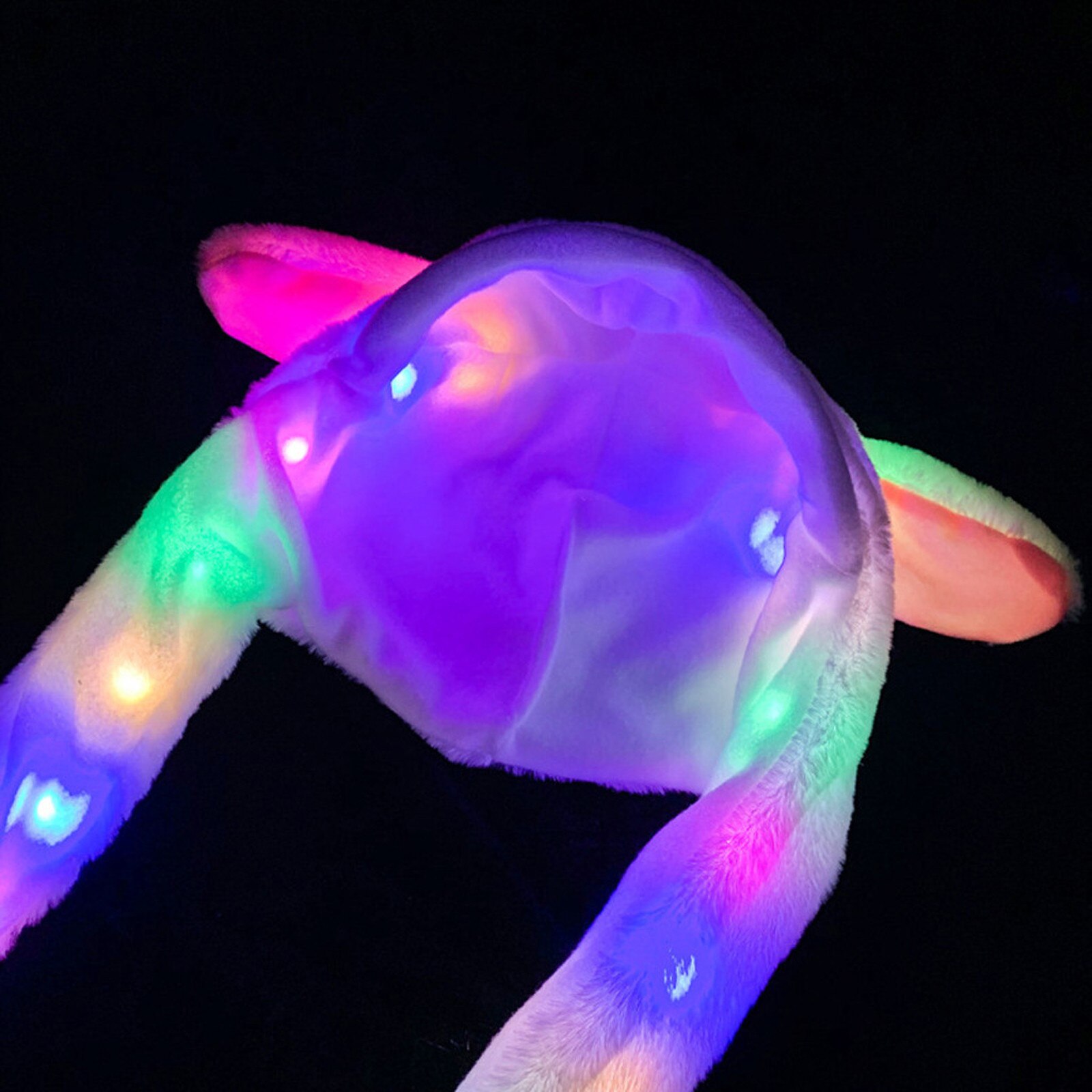 Luz movendo orelhas de coelho chapéu engraçado mão ímã chapéu de pelúcia controlável orelhas longas bonito presente animal coelho orelha chapéu hat hat hat hat hat