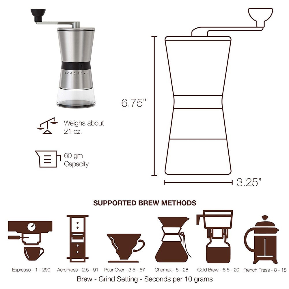 Let rent køkken miljøvenligt hjem bærbart håndsving kaffekværn stor kapacitet justerbar rustfrit stål manual