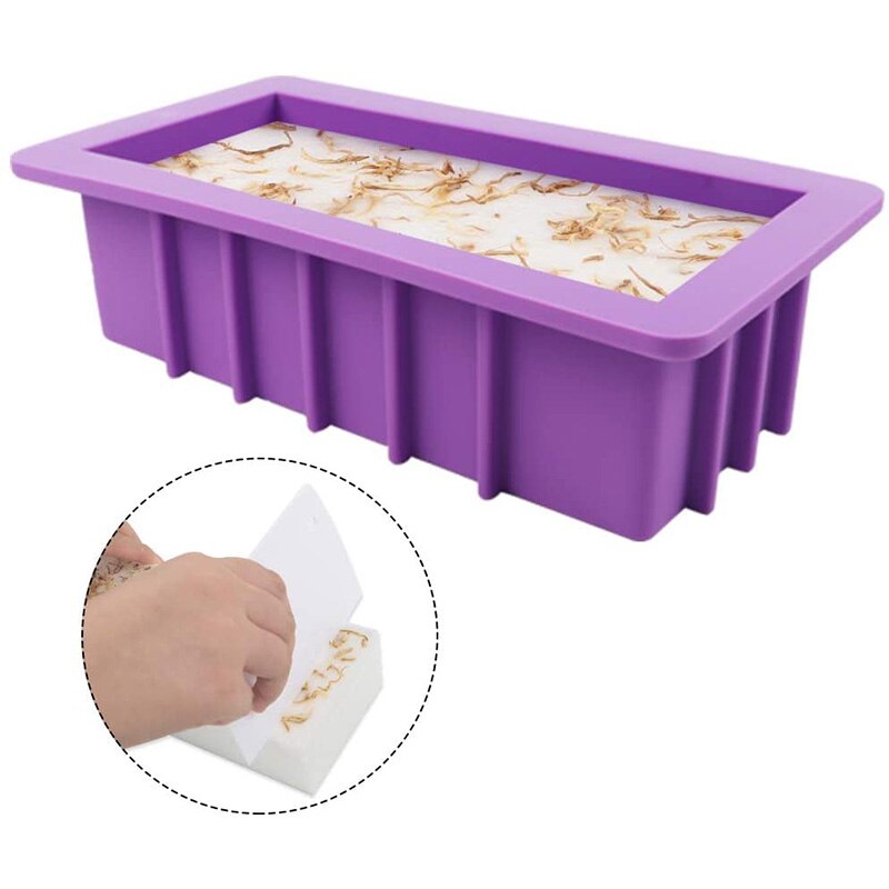 Silicone Soap Molds, 1Pcs 38Oz Rectangular Loaf Mold with Plastic Scraper for Handmade Soap