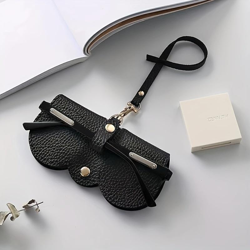 Brillenhülle mit Litschi-Prägung, niedlich, zum Aufhängen, PU-Leder, Sonnenbrille, Lesebrille, Aufbewahrungstasche, tragbarer Reise-Brillenhalter