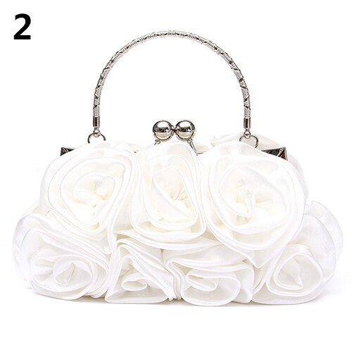 Mode Vrouwen Tas Rose Bloem Effen Kleur Handtas Casual Avond Party Wedding Handtassen Luxe Vrouwen Clutch Bag Сумка Женская: A4