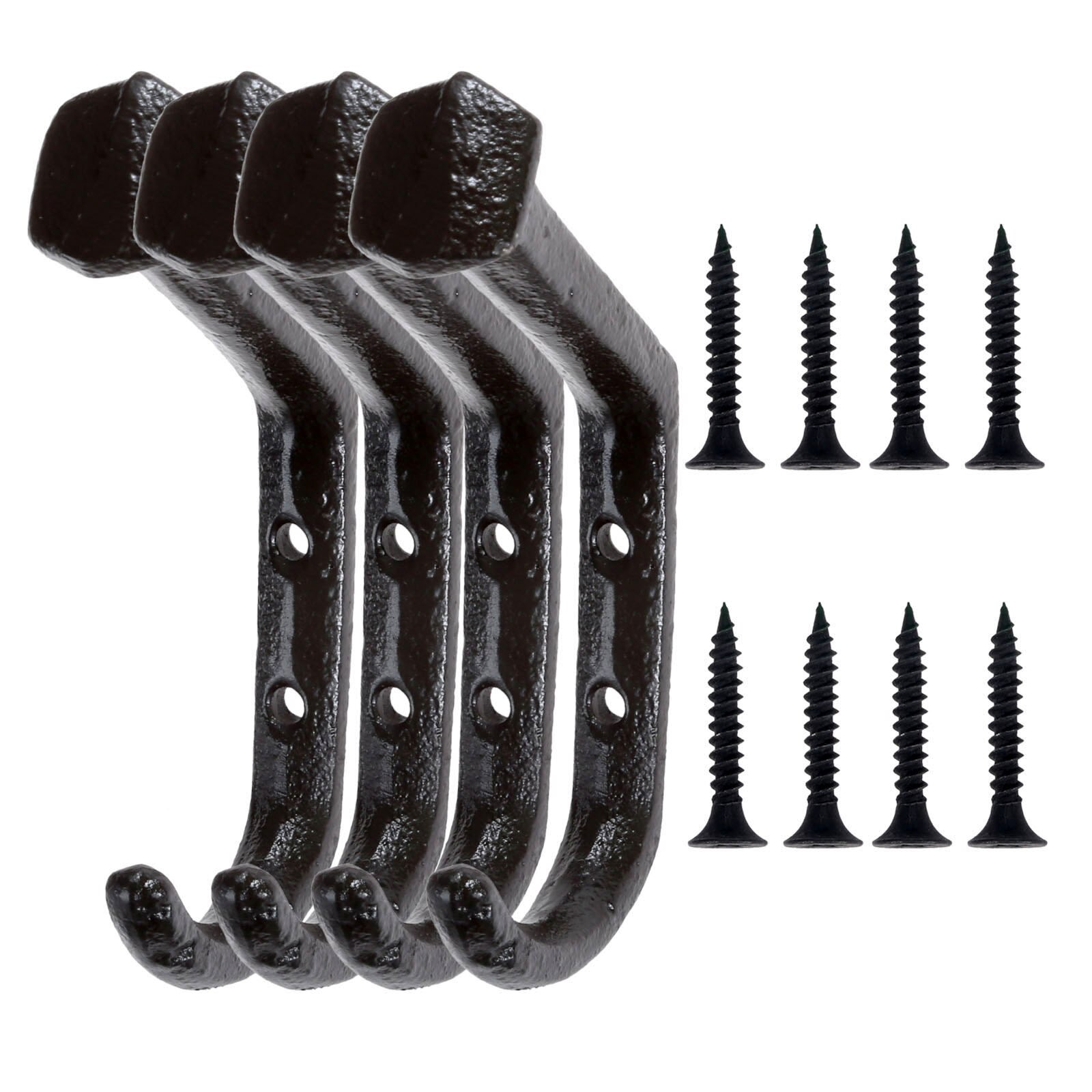 4/6/8/10Set Gietijzeren Haken Muur Schroeven Zware Stevige Rustieke Handgrepen 35 Lbs houder 112X61Mm Jas Handdoek Hanger Hardware: 4pcs