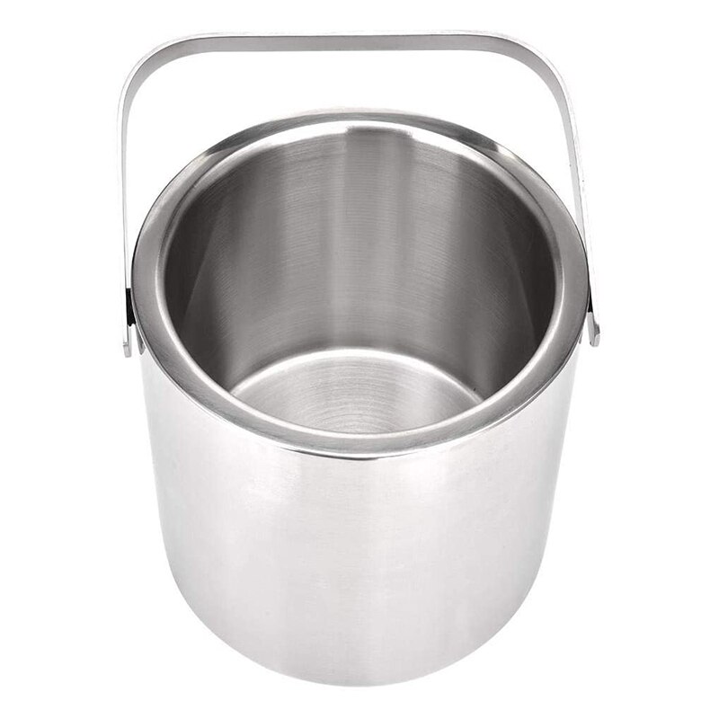 Stainless Steel Ice Square Container Double Walled 1.3L Ice Bucket Container with Tongs Lid