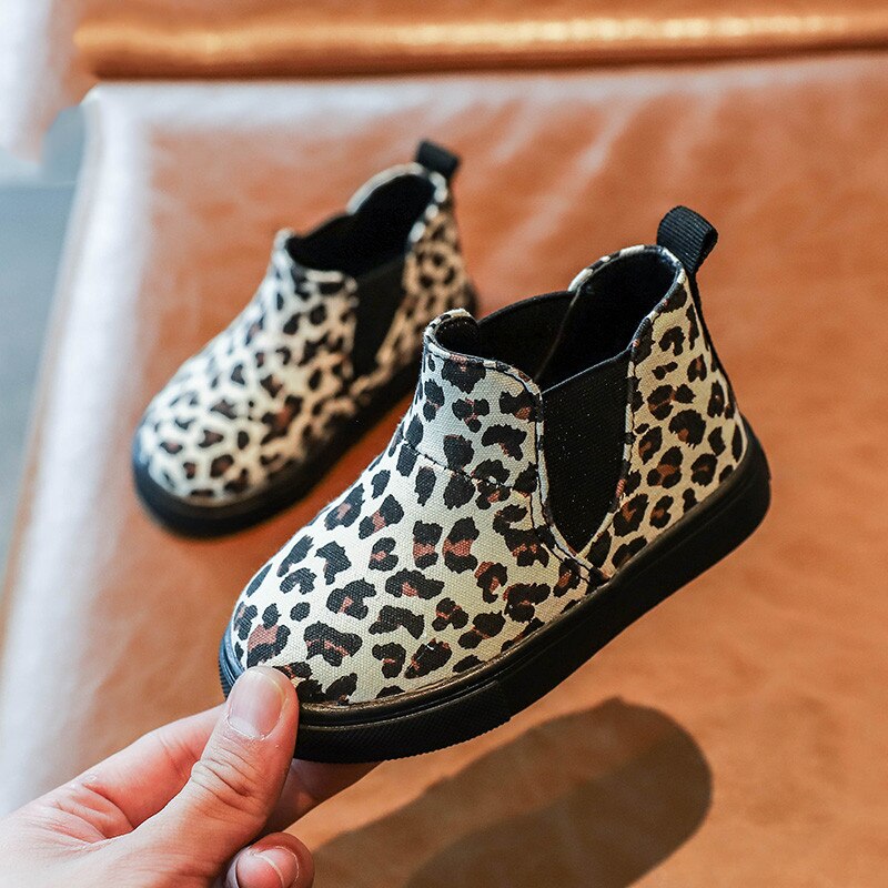 Ragazze aumento Autunno Nuovi Bambini Brevi Caricamenti Del Sistema di Modo Della Stampa Del Leopardo Scarpe per Bambini Ragazzi Della Caviglia Stivali casuale scarpe da ginnastica SZ311: SZ311White / CN 22 insole 14cm