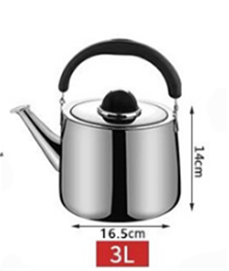 304 Rvs Geluid Ketel Gas Theepot Huishouden Keuken Verwarming Kokend Theepot Capaciteit Melk Warmwaterkruik Outdoor: 3L