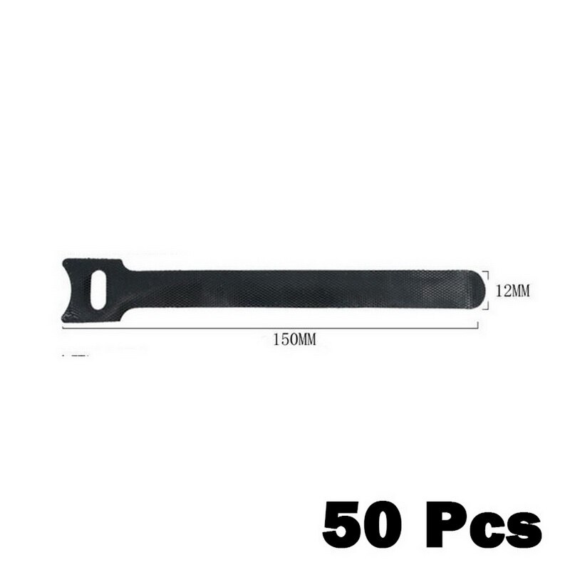 50Pcs Reusable Black Cable Cord Nylon Strap Ties Tidy Organiser Tool Hook And Loop Cable Ties Multiple Colour: black