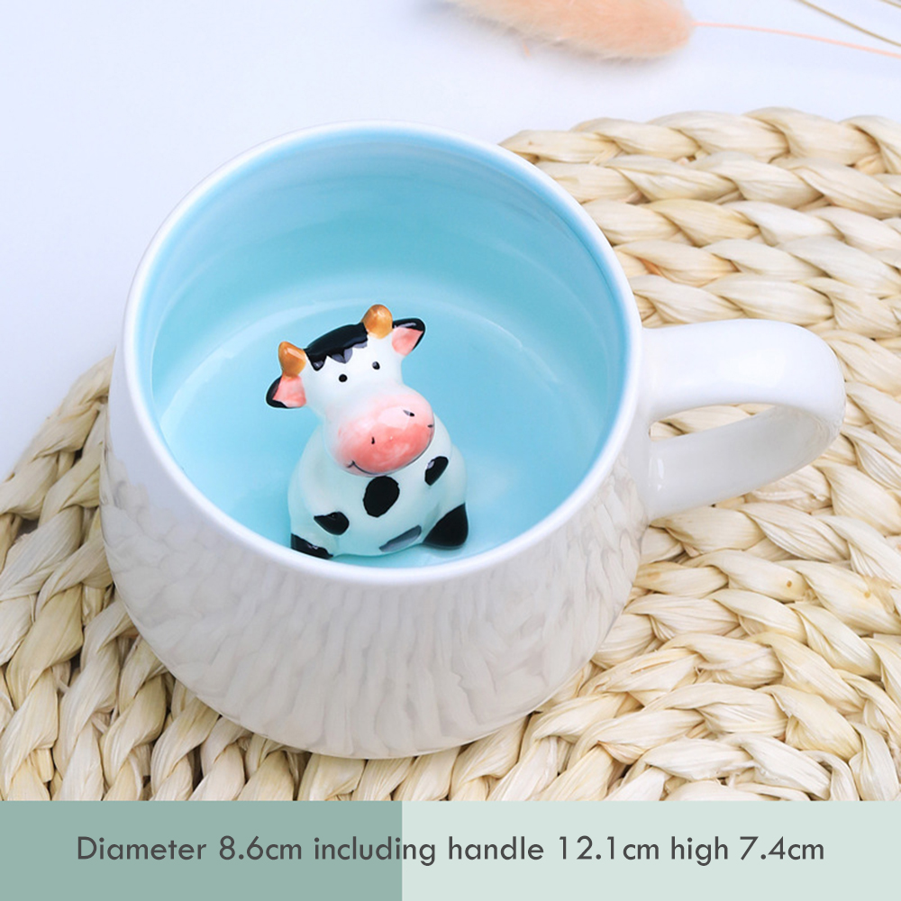 Taza de cerámica con forma de Animal en 3D para café, Panda, vaca, variedad de animales tridimensional, de cumpleaños: C