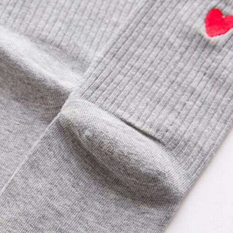 Calzini Cotone Donna - Ricamo Motivo Cuore Bianco - Yoga Fitness - Corti
