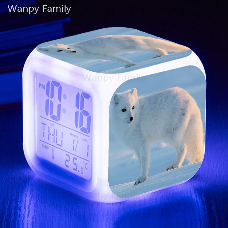 List Fuchs alarm uhr glowing LED farbwechsel digitale wecker kinderzimmer leuchtenden multifunktions elektronische uhr: Brown