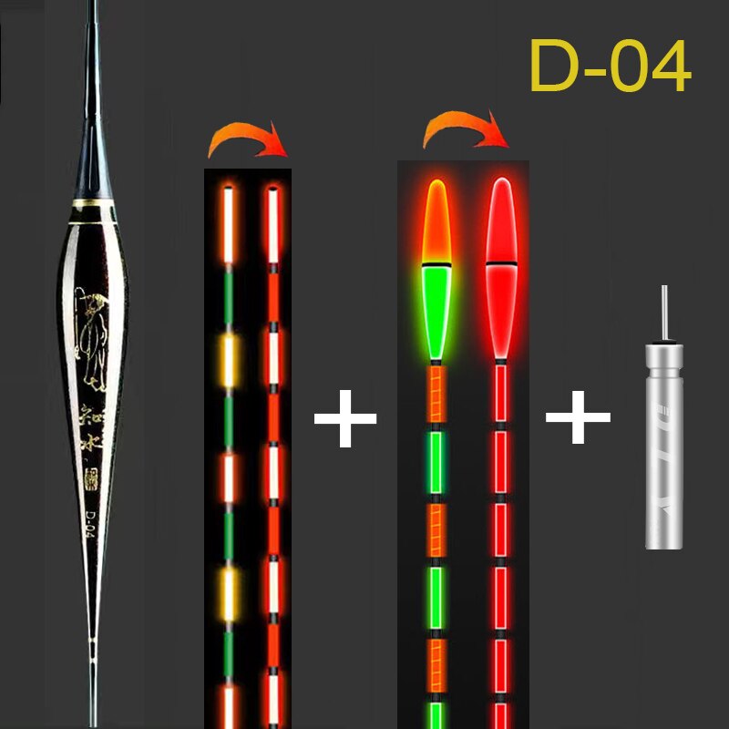 1 flotteur de pêche intelligent avec capteur de gravité électrique et antenne intégrée, changement de couleur led lumineuse flottante: D -04