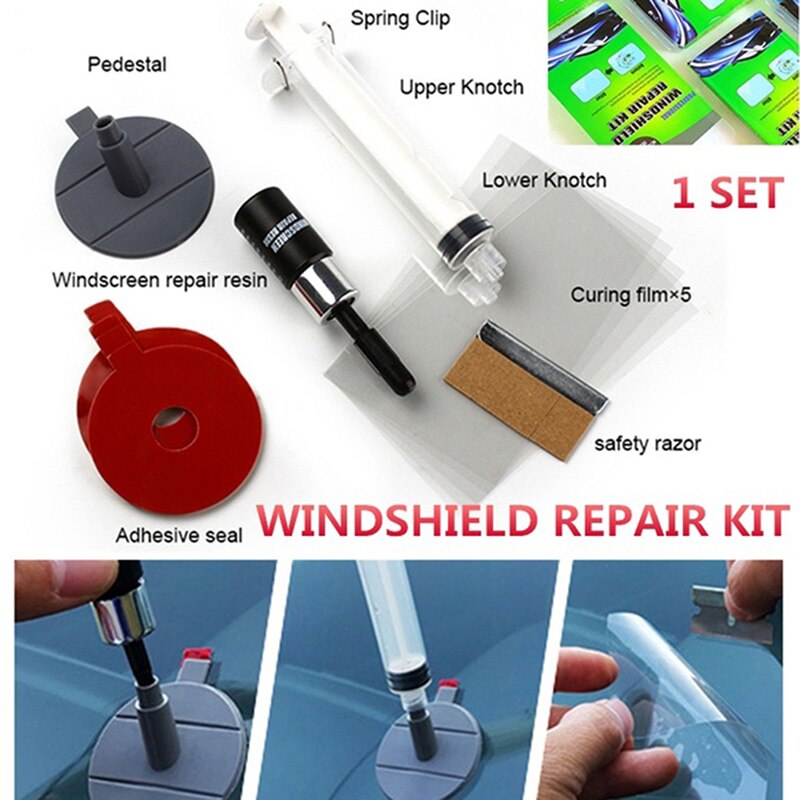 DIY Repair Kit Tools Set For Chip Crack Bullseye Protective Decorative Stickers Auto Car Glass Windscreen Windshield Repair
