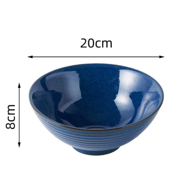8 Inch Retro Ceramic Ramen Bowl Bamboo Hat Large Soup Bowls Household Fruit Beef Instant Noodle Bowl Japanese Commerce Tableware: I
