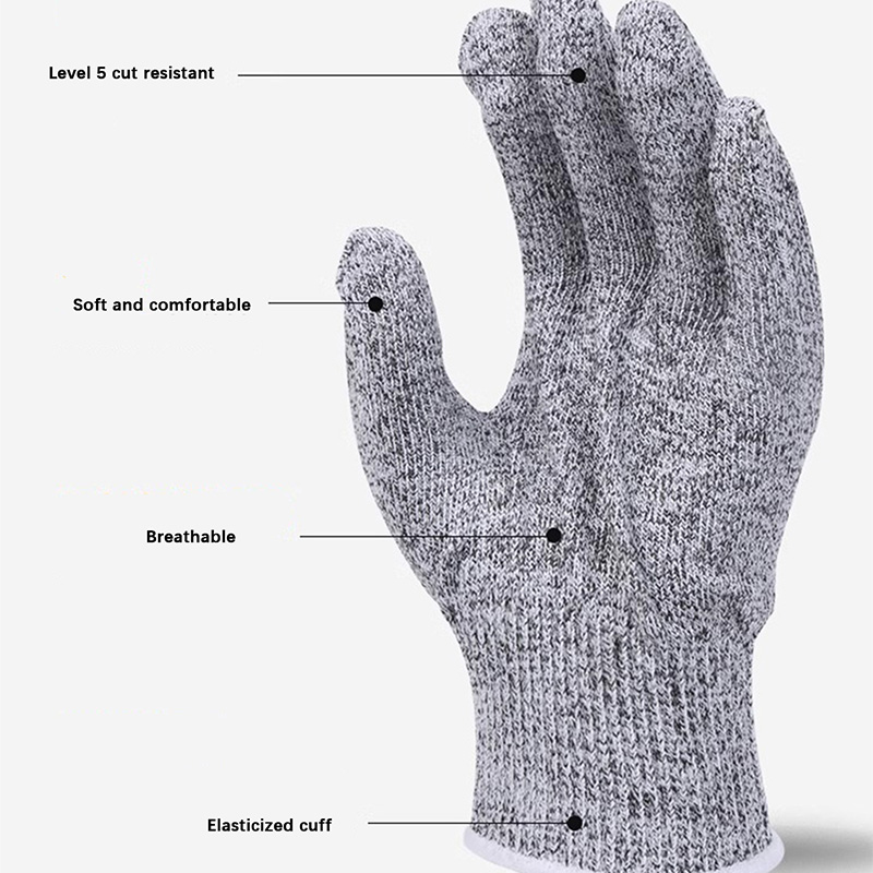 Guantes resistentes a cortes Grado 5, cuchillo de cocina de carpintería resistente a la abrasión, protección de manos antideslizante para agarrar peces