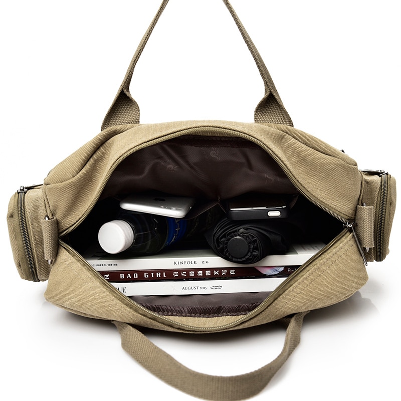 Neue Männer Umhängetasche Männlichen Leinwand Schulter Bote Taschen Mann Handtaschen für Reise lässig Große Schulranzen Grau khaki