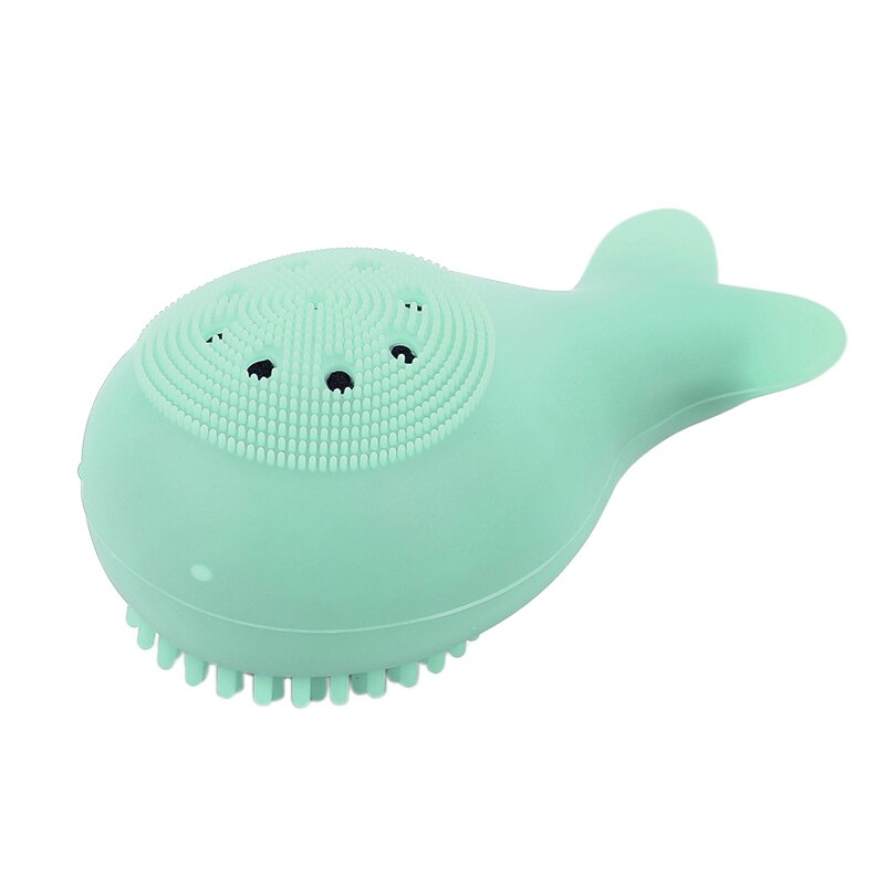 1pcs Silicone Small Whale Wash Brush Whale Cleansing Brush Cleansing Instrument Clean Nose Brush Cleansing Tool: Light Green(opp)