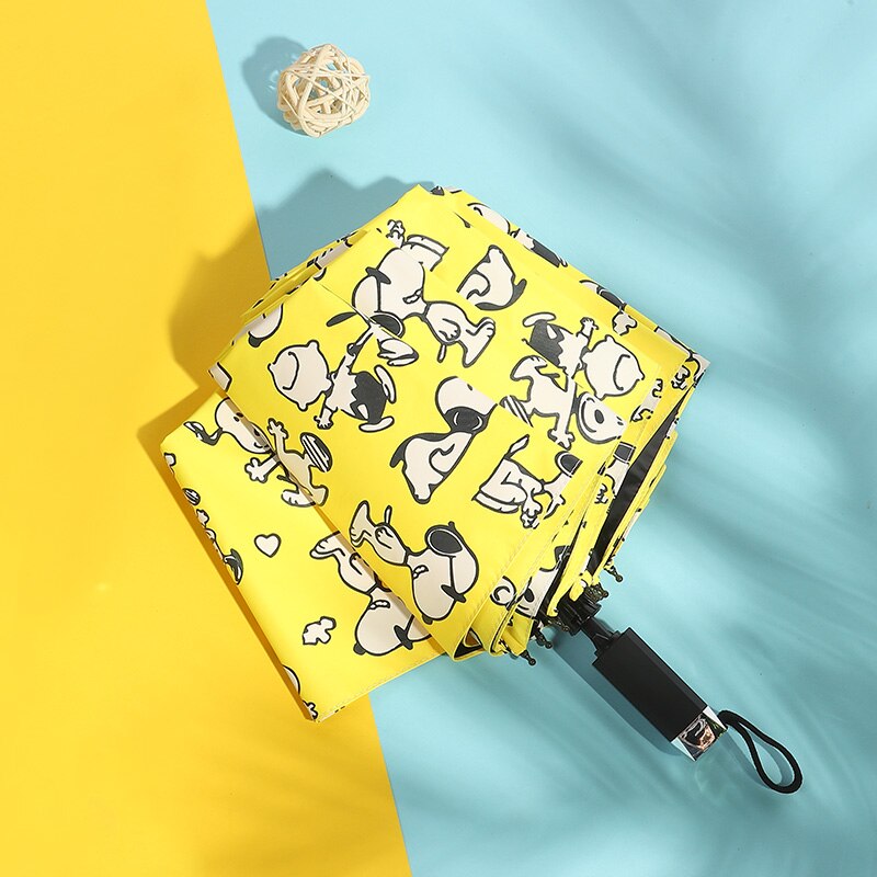 Hond Patroon Paraplu Pocket Paraplu Drie Vouwen Verse Party Honden Parasol Zonnige Regenachtige 4 Kleur Paraplu Vrouwen: B-yellow