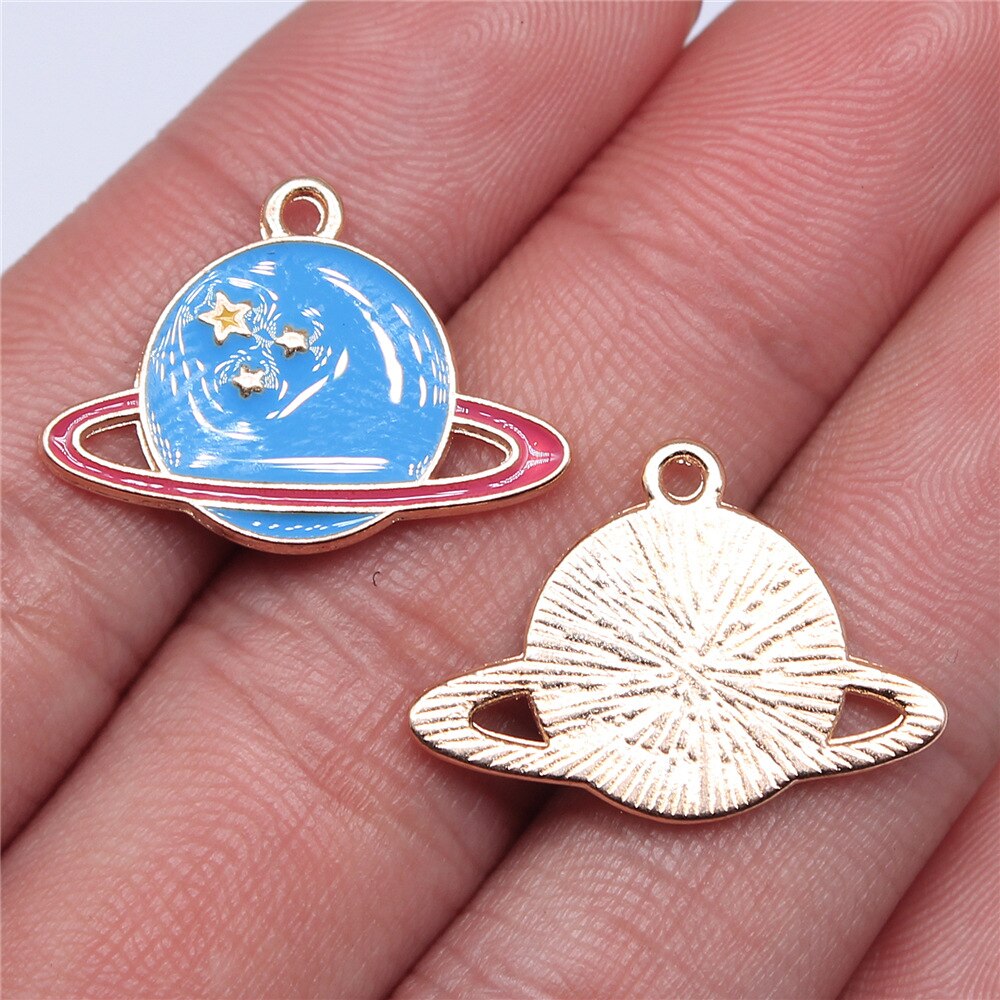 20pcs Saturn Planet Spark Star Solar System Saturn Universe Planet Charms For Jewelry Making: 24x18mm-KC Gold
