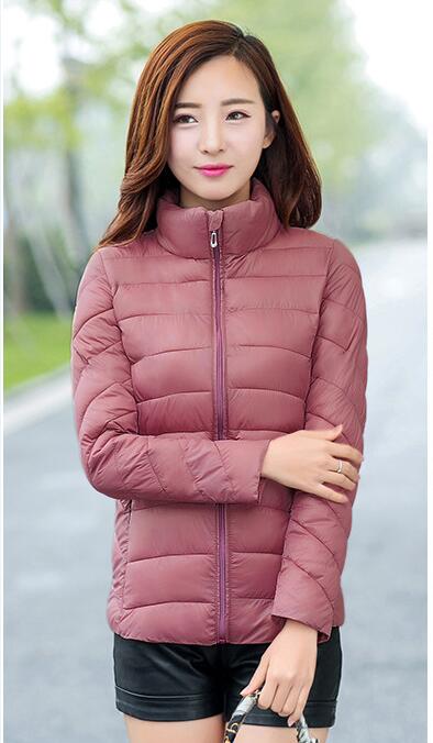 Winter Spring Women Jacket Short Down Outwear Female Winter Coat Cotton Padded Warm Jacket Outwear Women Winter Coat M-XXXL: pale pinkish gray / XXXL