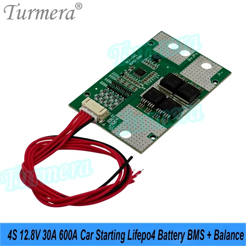 BMS 4s 12.8V Lifepo4 3S 12.6V 4s 16.8V 30A Peak 600A Li-ion batterie BMS Balance pour 3.2V 30Ah à 280Ah démarrage de voiture bricolage utilisation