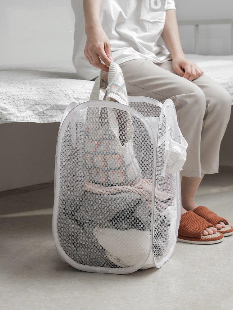 Mesh Popup Laundry Hamper - Portable, Collapsible for Storage and Easy to Open. Folding Pop-Up Clothes Hampers are Great for The